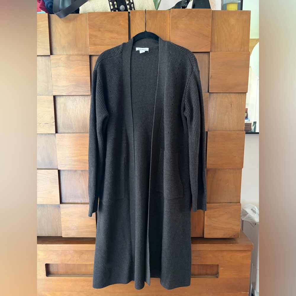 Athleta Dark Brown Ribbed Open Cardigan